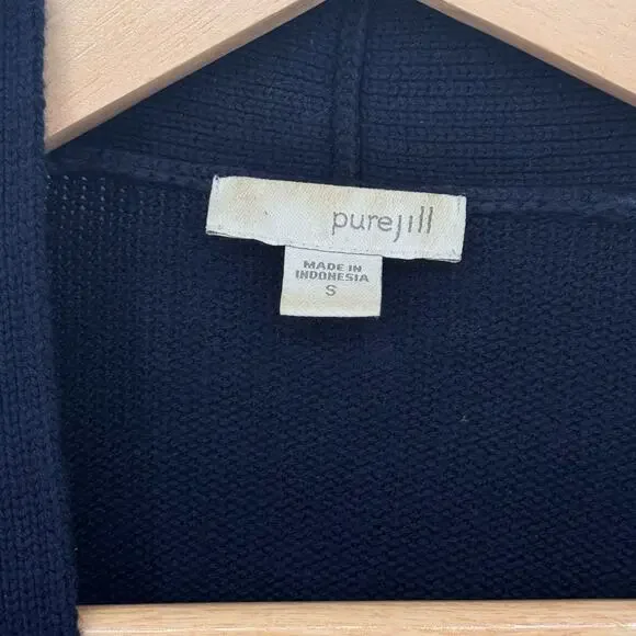 J.Jill Navy Blue Open Front Knit Sweater Cardigan Sz S Cottagecore Minimalist - Picture 3 of 6